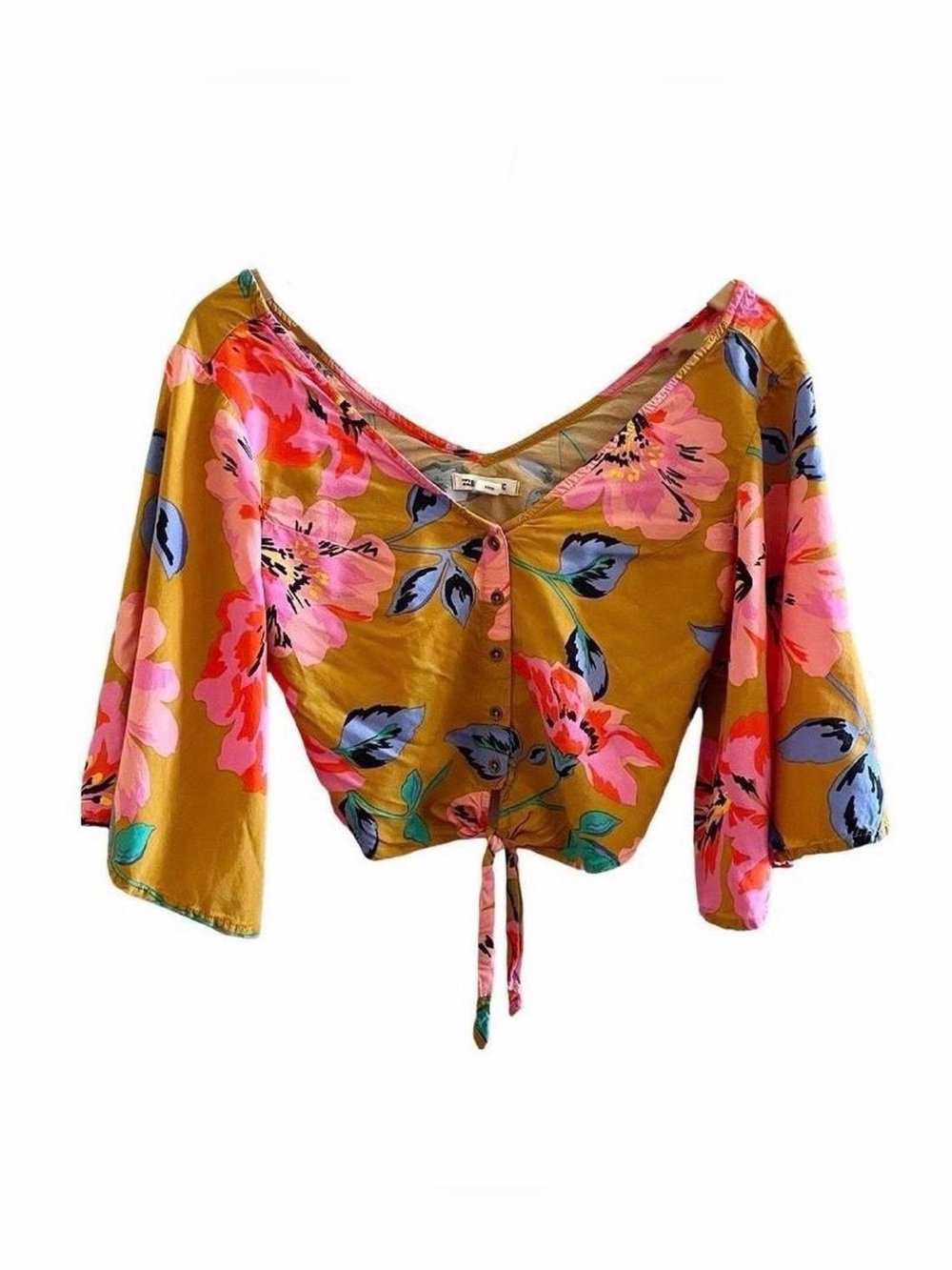 Billabong Floral Tie Front Crop Top S